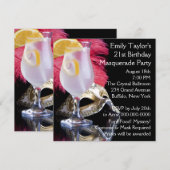 Feather Mask 21st Birthday Party Kaart (Voorkant / Achterkant)