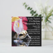 Feather Mask 21st Birthday Party Kaart (Staand voorkant)