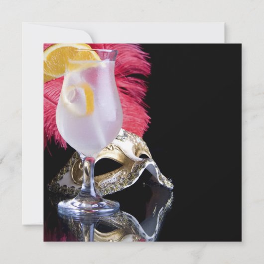 Feather Mask 21st Birthday Party Kaart (Achterkant)