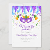 Feather Mask Mardi Gras Party Kaart (Voorkant)