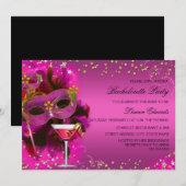 Feather Mask Masquerade Bachelorette Party nodigt  Kaart (Voorkant / Achterkant)