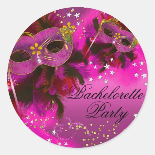 Feather Mask Masquerade Bachelorette Party Sticker (Voorkant)