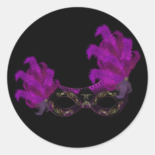 Feather Mask Masquerade Party Event Custom Ronde Sticker