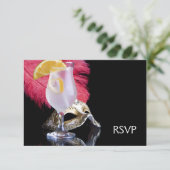 Feather Mask Masquerade Party RSVP (Staand voorkant)