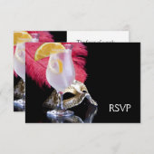 Feather Mask Masquerade Party RSVP (Voorkant / Achterkant)