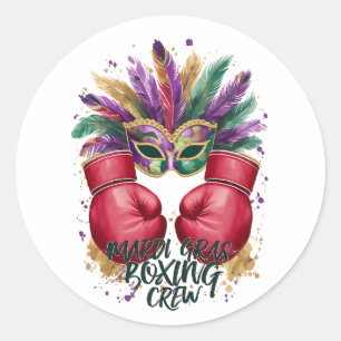 Feather Masquerade Mardi Gras Feestelijke Bokshand Ronde Sticker