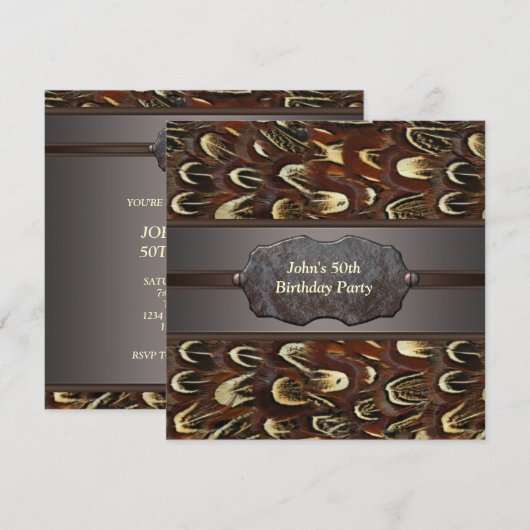 Feather Metal Mans 50ste verjaardag Kaart (Voorkant / Achterkant)