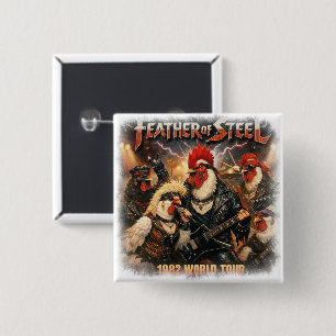 Feather of Steel – 1982 Wereldtournee Heavy Meta Vierkante Button 5,1 Cm