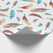 Feather Pattern Boho Chic Cadeaupapier (Hoek)