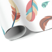 Feather Pattern Boho Chic Cadeaupapier (Rol Hoek)