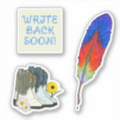 Feather Pen and Cowboy Boots Pen Pal Sticker (Voorkant)