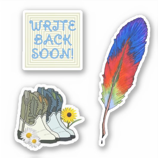 Feather Pen and Cowboy Boots Pen Pal Sticker (Voorkant)