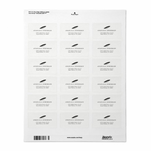 Feather Pen Logo Return Address Label (Full Sheet)