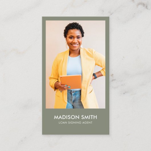 Feather Photo QR Code Notaris Lening Signing Agent Visitekaartje (Voorkant)