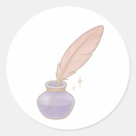 Feather quill and ink bottle ronde sticker