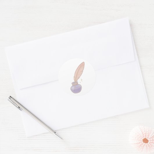 Feather quill and ink bottle ronde sticker (Envelop)