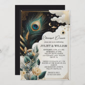 Feather rustieke Sky Cloud Peacock repetitie diner Kaart (Voorkant / Achterkant)