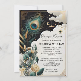 Feather rustieke Sky Cloud Peacock repetitie diner Kaart