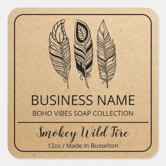 Feather Soap Business Labels (Voorkant)