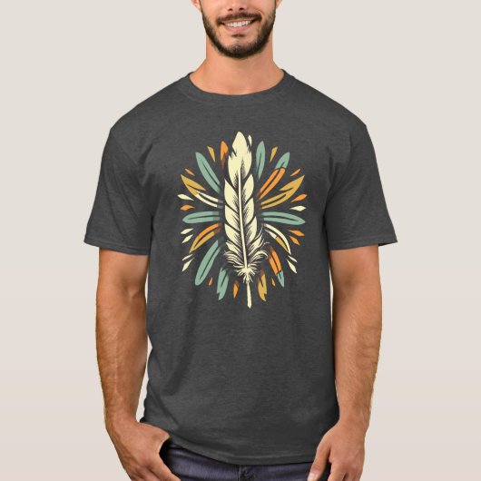 Feather Southwest Warrior Indiase Tribal Art T-shirt (Voorkant)