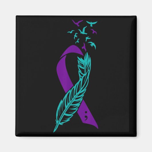 Feather Suicide Prevention Awareness You Purple Te Magneet (Voorkant)