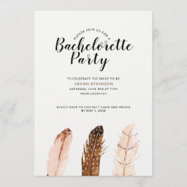 Feather Waterverf Bachelorette Party Uitnodiging