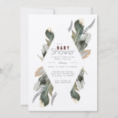 Feather Waterverf | Boho Baby shower Uitnodigen Kaart (Voorkant)