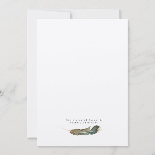Feather Waterverf | Boho Baby shower Uitnodigen Kaart (Achterkant)