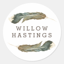 Feather Waterverf Duo Ronde Sticker