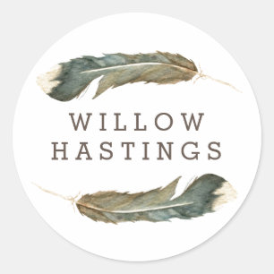 Feather Waterverf Duo Ronde Sticker