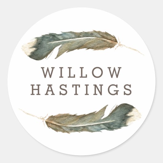 Feather Waterverf Duo Ronde Sticker (Voorkant)