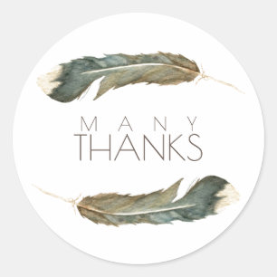 Feather Waterverf Duo   Veel Bedankt Ronde Sticker