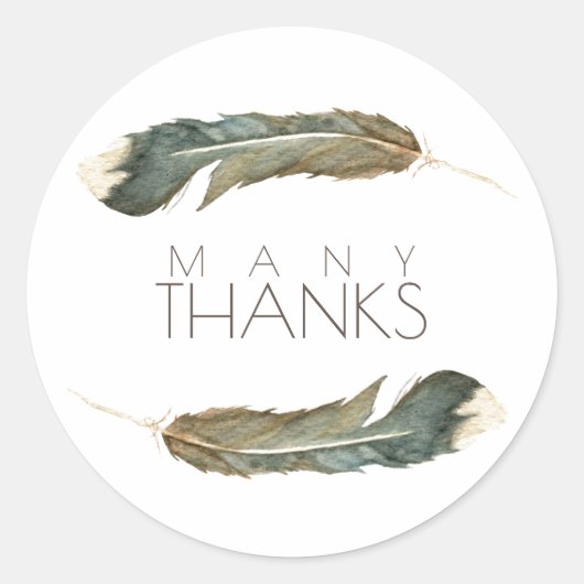 Feather Waterverf Duo | Veel Bedankt Ronde Sticker (Voorkant)