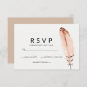 Feather Waterverf RSVP-kaart RSVP Kaartje (Voorkant / Achterkant)