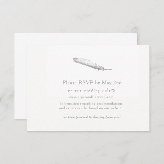 Feather Wedding Response Kaart (Voorkant / Achterkant)