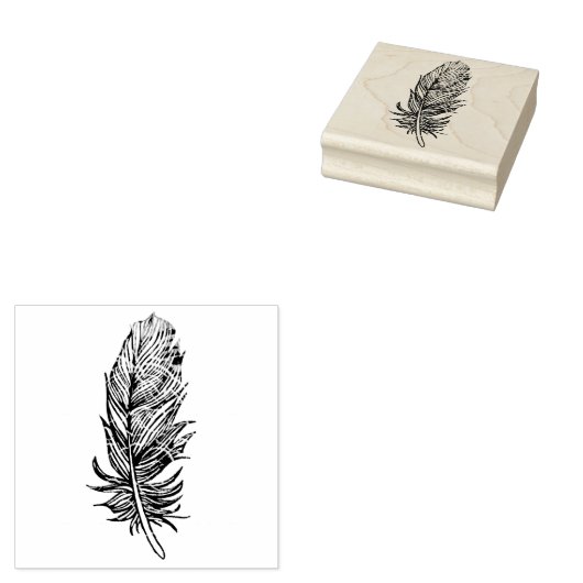 Feather Wood Art Stamp Rubberstempel (Gestempeld)