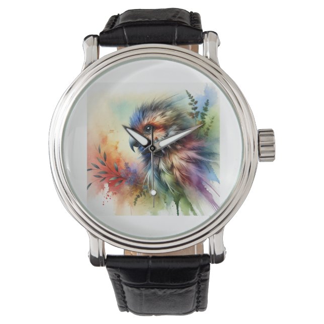 Feathered Animal 180724AREF120 - Watercolor Horloge (Voorkant)