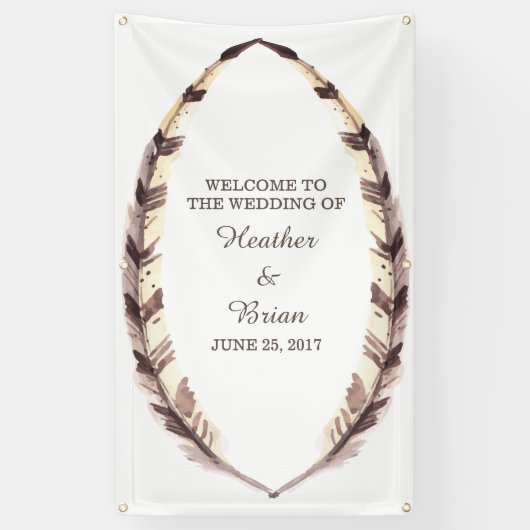 Feathered Border Wedding Banner (Verticaal)