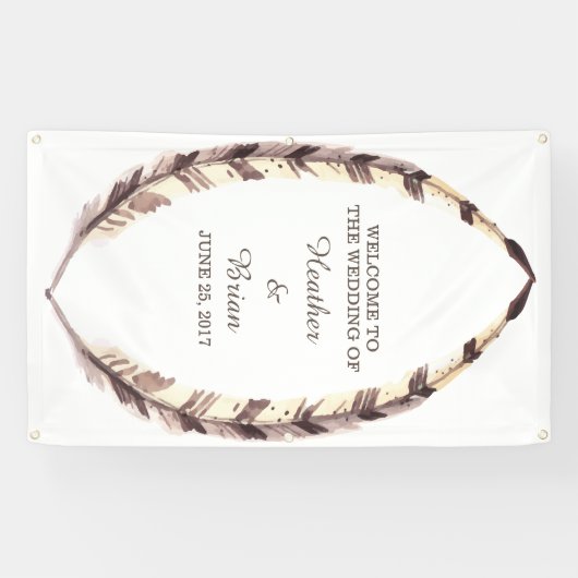 Feathered Border Wedding Banner (Horizontaal)