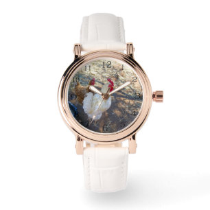 Feathered Companions: Witte Haan en zijn Hen Horloge