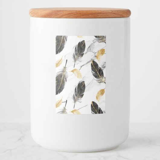 "Feathered Elegance Keramische Jar" Voedselcontainer Etiket (Voorkant)