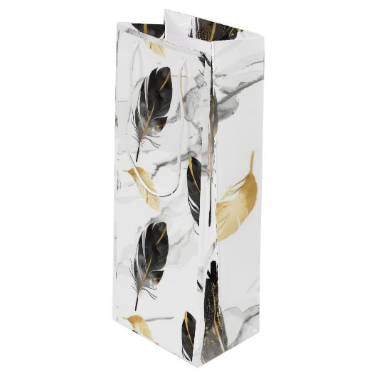 "Feathered Elegance Wine Bag" Wijn Cadeautas (Voorkant Gekanteld)