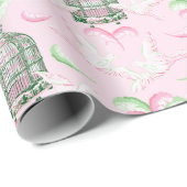 Feathered Fete in Pink and Green Cadeaupapier (Rol Hoek)