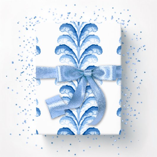 Feathered Fete Stripe in Blue Porcelain Cadeaupapier