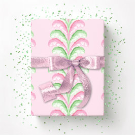 Feathered Fete Stripe in Pink and Green Cadeaupapier