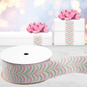 Feathered Fete Stripe in Pink and Green Grosgrain Lint