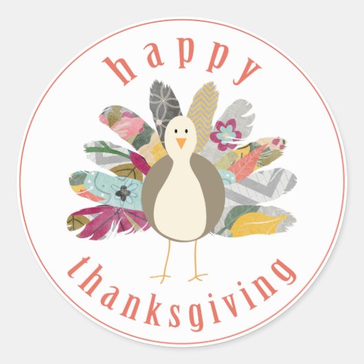 Feathered Friend Happy Thanksgiving Stickers (Voorkant)