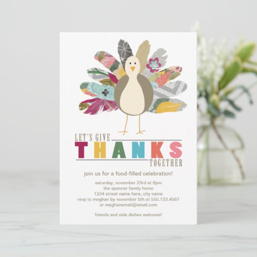 Feathered Friend Thanksgiving - Uitnodiging (Staand voorkant)