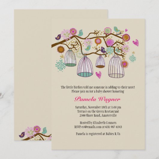 Feathered Friends Herfst Invitation Kaart (Voorkant / Achterkant)