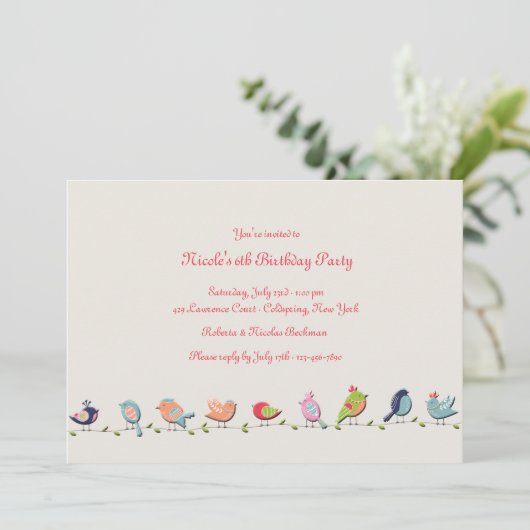 Feathered Friends Invitation Kaart (Staand voorkant)